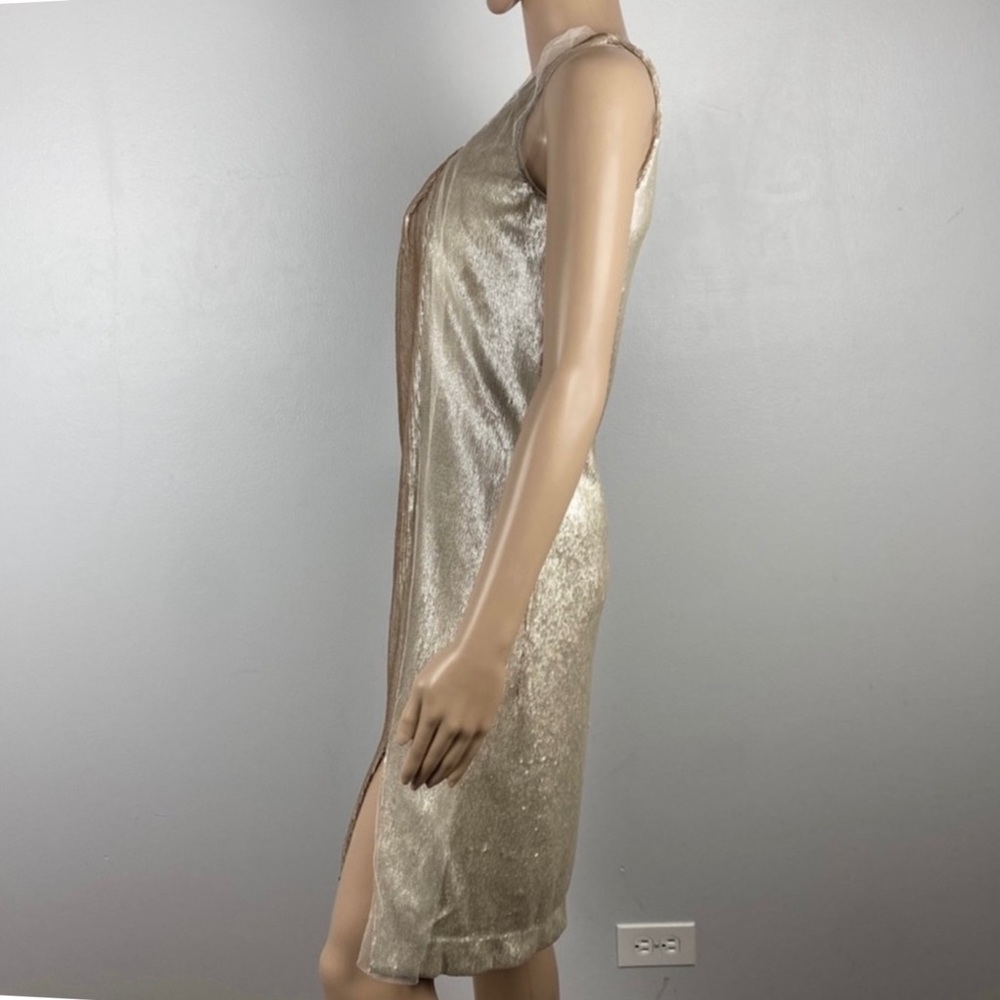 NEW HALSTON HERITAGE ONE-SHOULDER TWIST DRAPE SEQUIN MINI DRESS - Picture 4 of 8